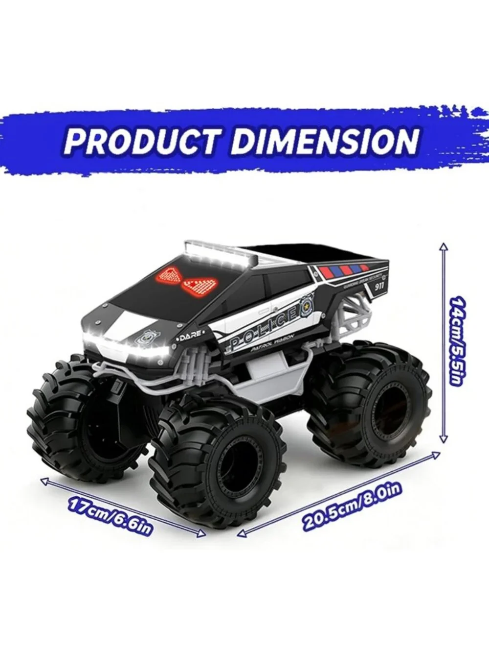 Amphibious Remote Control Car with LED Eyes, 4WD All-Terrain Toy for Kids 6-12